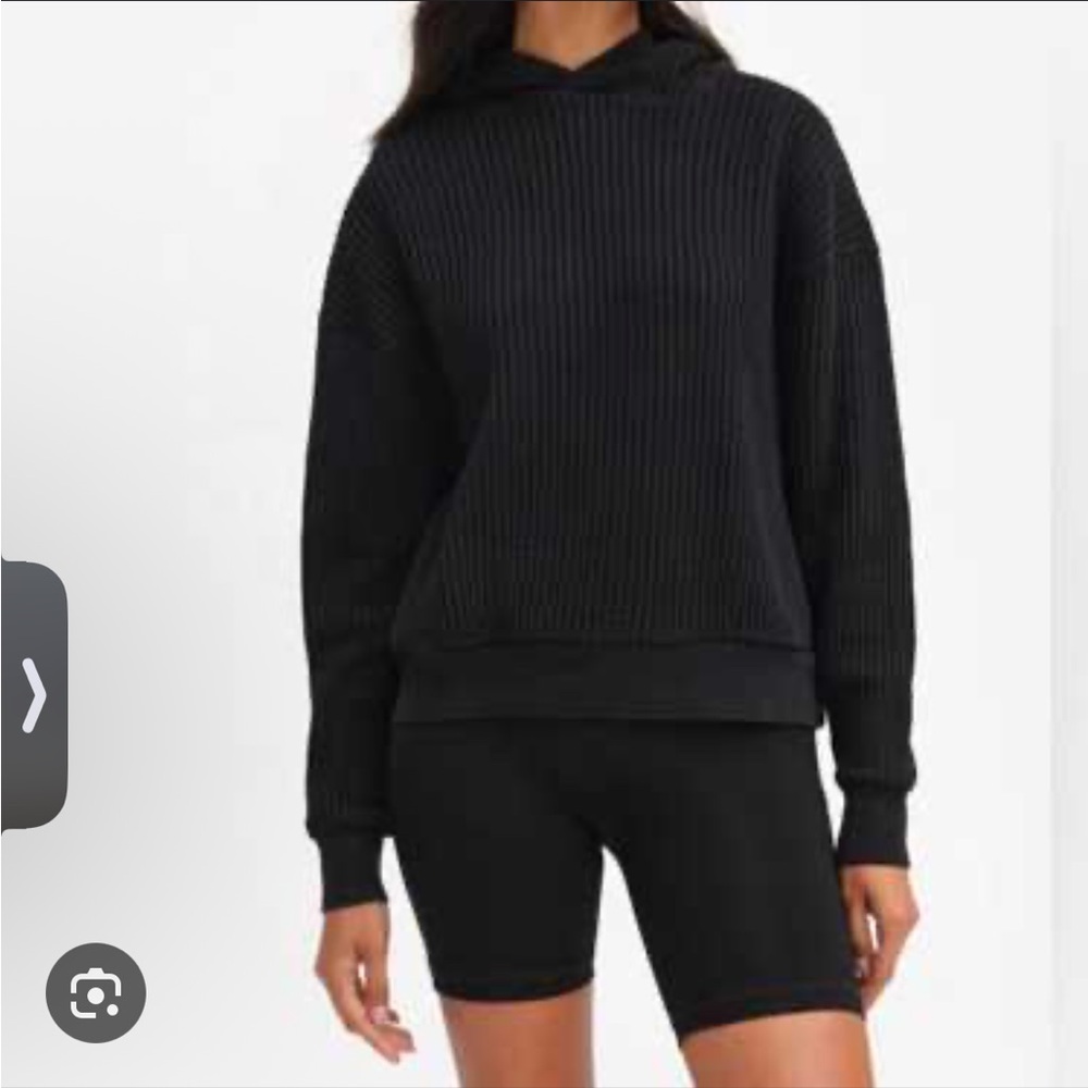 Set of MATE the Label Black Waffle (Knit Hoodie Size M Pants Size S)